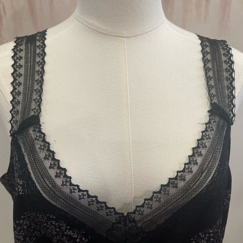 Black Lace Camisole with Lace Neckline